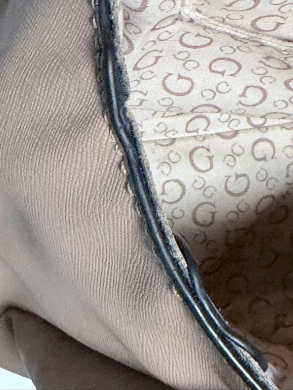 Guess Blush Taupe Leather Satchel with Logo Medallion w/ Card Wallet Holder